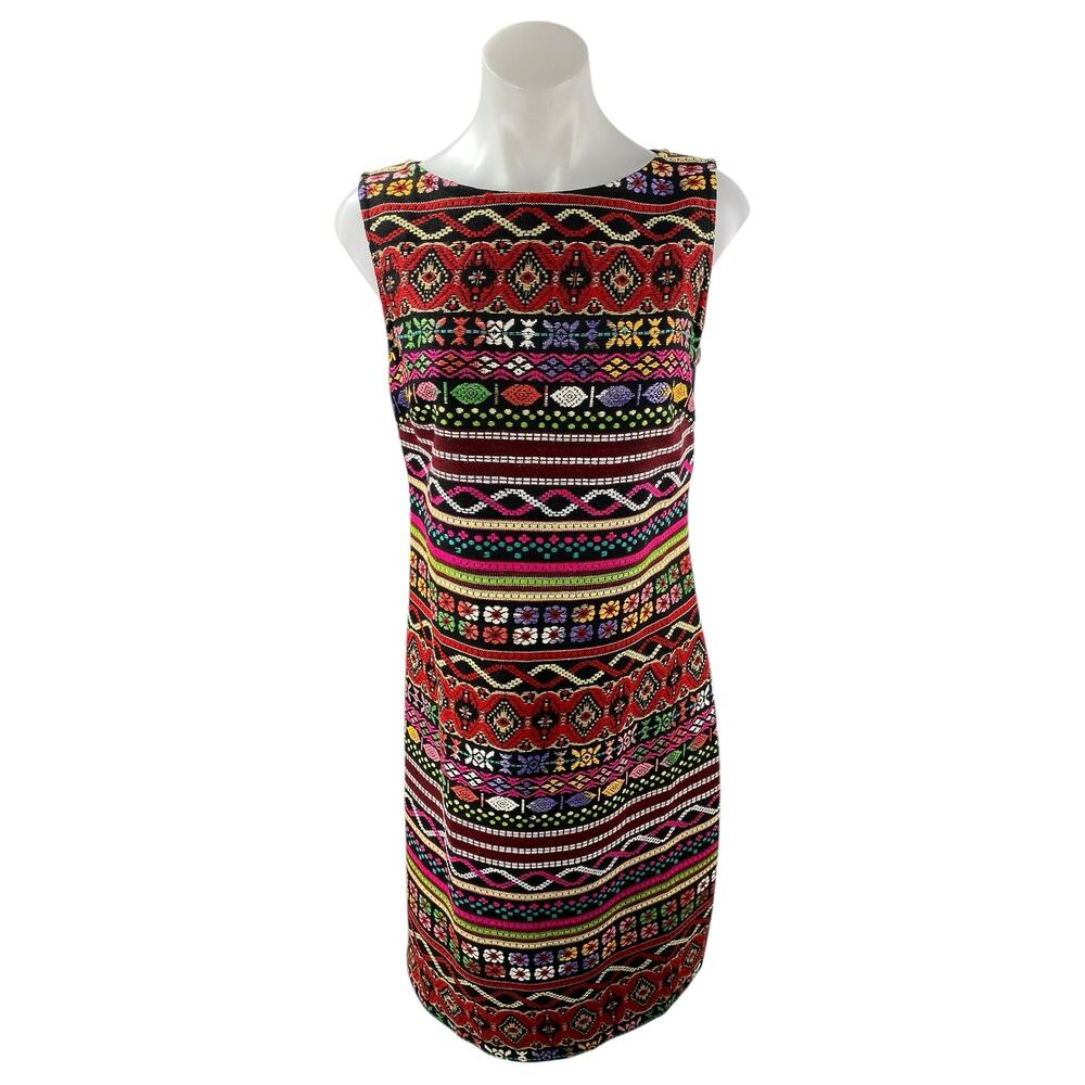 North Style Women's Multicolor Batik Embroidered Sleeveless Mini Sheath Dress 6